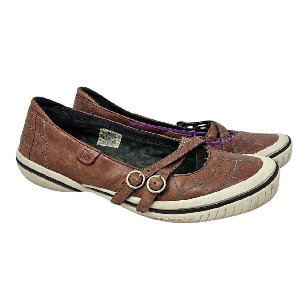 Merrell 8 Zodiac Ginger Brown Leather Sneaker Ballet Flat Comfort Casual Twee